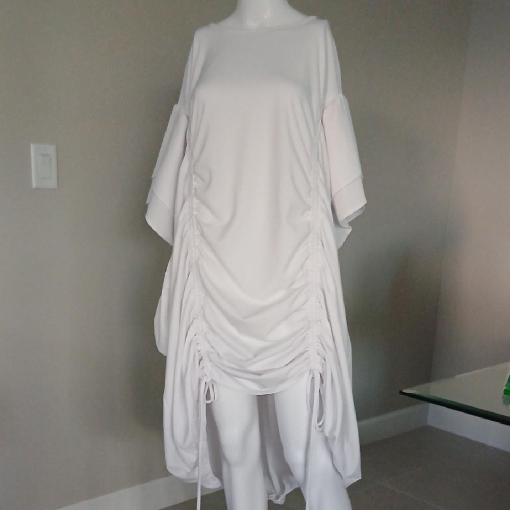Elegant White Ruched Dress